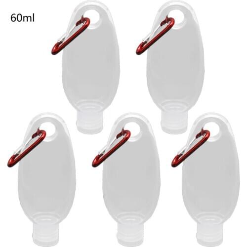 5Pcs 30ml 60ml Reusable Portable Mini Size Empty Spray Bottle Hand Sanitizer Travel Small Holder Hook Keychain Carrier
