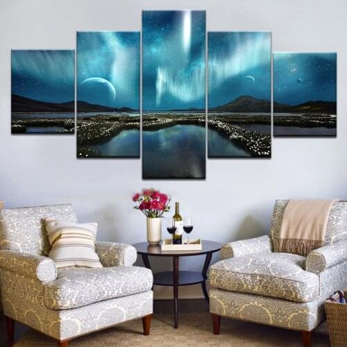 5 pieces Wall Art Picture Gift Home Decoration Canvas Print painting beautiful Starry sky Night