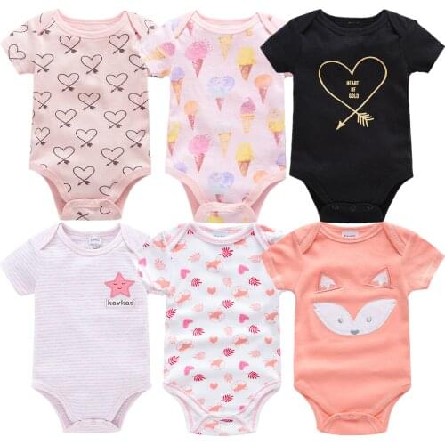6PCS Toddler Baby Girls Bodysuits Pink Girls Clothing Unisex Bodysuits Baby Boys Onesies 0-12M Newborn 100%Cotton Roupas de bebe