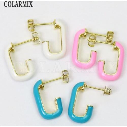 8 Pairs Enamel C Shape Stud earrings Colorful Enamel earrings Fashion Stud earrings jewelry Drop earrings for women 51502