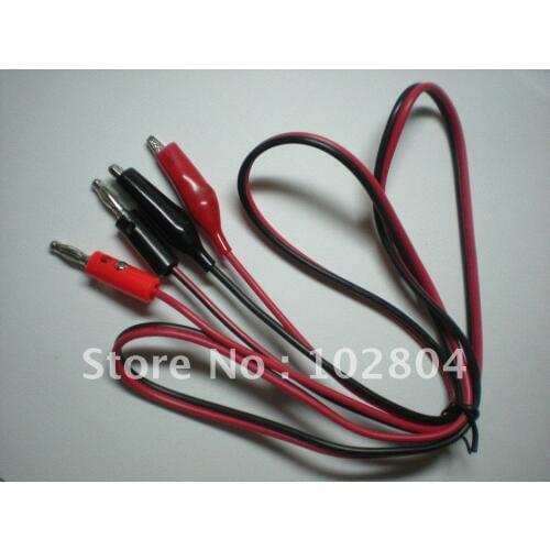 Alligator Clip Test Lead to Banana Plug line cable High quality 1M Black&Red 50 set per Lot