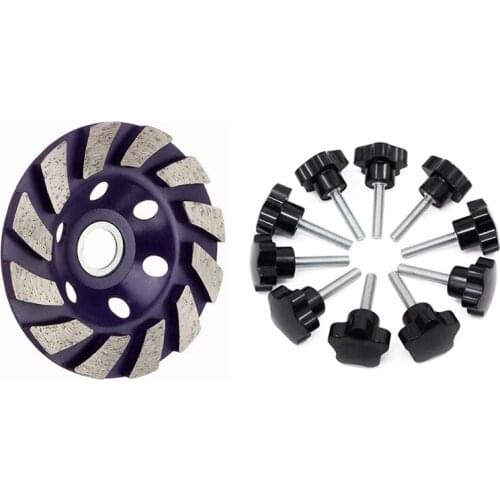 JFBL Hot 100mm Diamond Grinding Wheel with 10 Pcs M8 x 40mm x 32mm Clamping Knob Thread Replacement Star Hand Knob