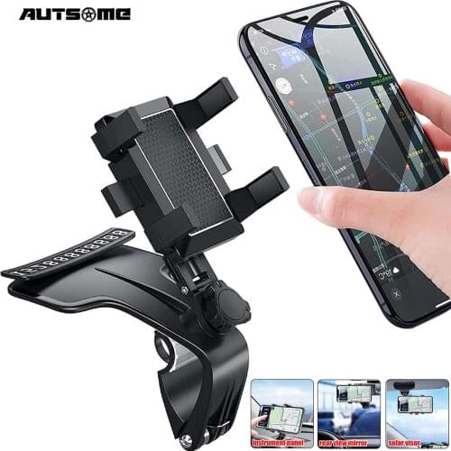 Car Multifunctional Mobile Phone Bracket 360 Degree Sun Visor Mirror Dashboard Mount GPS Stand Phones Holder With Parking Card