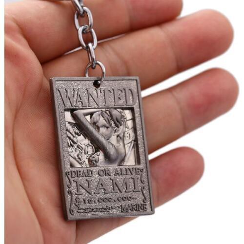 HSIC ONE PIECE NAMI CHOPPER ROBIN LUFFY Chaveiro Figure Order Arrest Warrant Dog Tags Key Ring Wanted Key Holder Keychains