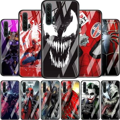 Marvel Venom Spiderman Tempered Glass Cover For Honor 30 20 10 9X 8X Lite Pro Plus Phone Case Coque Shell