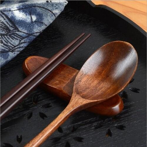 1set Wooden Chopsticks Spoon Tableware Japanese 2pc Set Travel Outdoor Eating Ware Vintage Wood Chopsticks Packing Bag Set