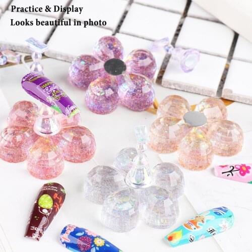 Girls Nail Holder Magnetic Acrylic False 5 Tips Practice Display Stand DIY Nail Tip Holder False Nails Showing Shelf