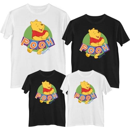 Disney Winnie the pooh T shirt Comfortable 100% cotton Fashion family clothes mother father and children Matching t shirts
