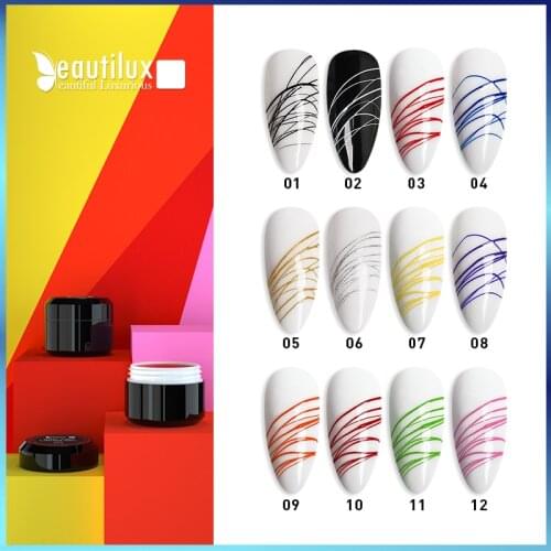 Beautilux 1pc Nail Art Spider Gel No Sticky Layer Painting Drawing Lining Gels Polish For Nail Design 6g