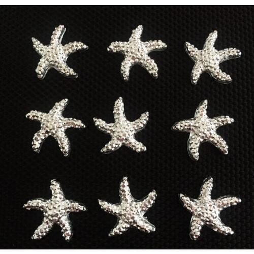 Hot 200pcs16mm silver starfish, hair decoration and decorative phone clipboard resin crafts sandbeach party decoration
