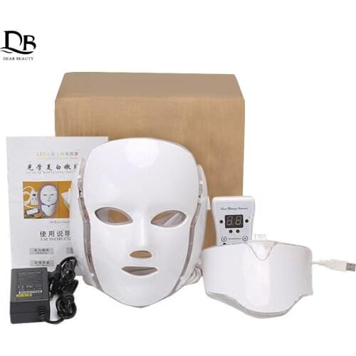 Face Instrument Facial Mask Photon Therapy 7 Color LED Neck Skin Rejuvenation Anti Acne Wrinkle Beauty Treatment Salon Home Care