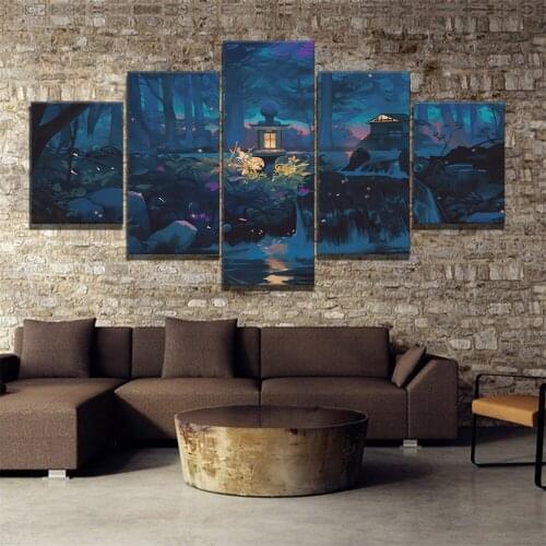 Home Decor various Modular Canvas night Cabin in quiet forest Scenery Painting new pattern Poster Wall wholesale