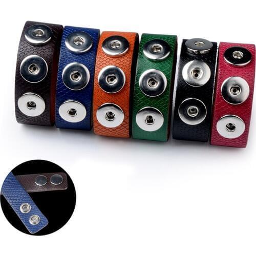 New Design DIY Changeable Various Colors 3Snap Buttons Leather Bracelet For Making Fashion Jewelry