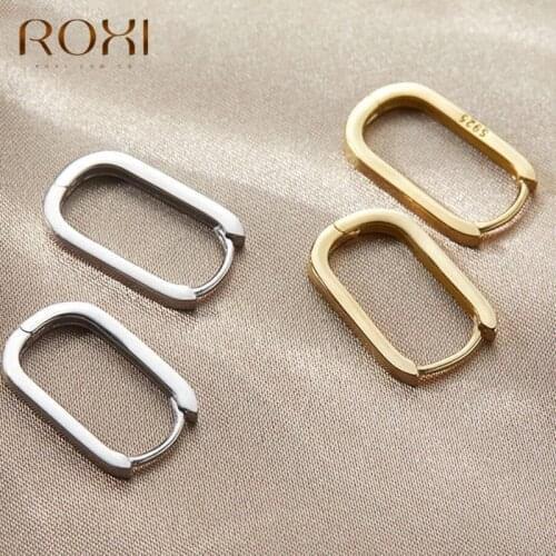 ROXI Copper Minimalism Paper Clip Hoop Earrings for Women Girls Square Jewelry Earring Party Pendientes Irregular Huggie Earring