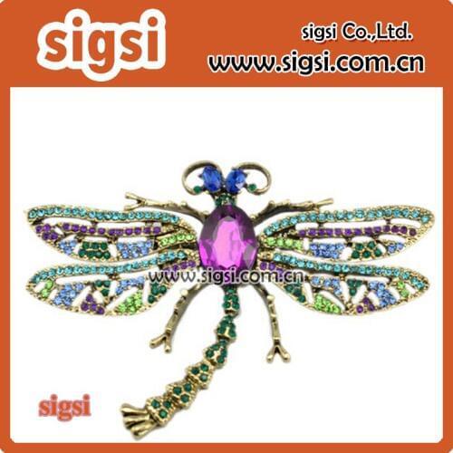 Fashion multicolour Crystal Rhinestones Dragonfly Brooch Pin for Women Jewelry Clothes Dress insect Scarf pin Decoration
