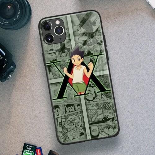 Gon Freecss Hunter X Hunter Anime Soft TPU Glass Phone Case for IPhone SE 6s 7 8 Plus X Xr Xs 11 12 Mini Pro Max Samsung Redmi