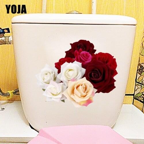 YOJA 22.7X18.7CM Rose Combination Creative Living Room Wall Sticker WC Toilet Decor WC Decal T1-1872