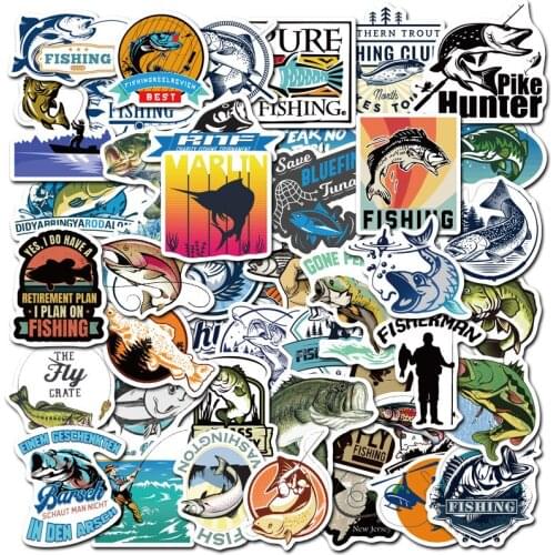 DSL 50Pcs Funny Fisherman Go Fishing Sticker For Suitcase Refrigerator Skateboard DIY Graffiti Modeling