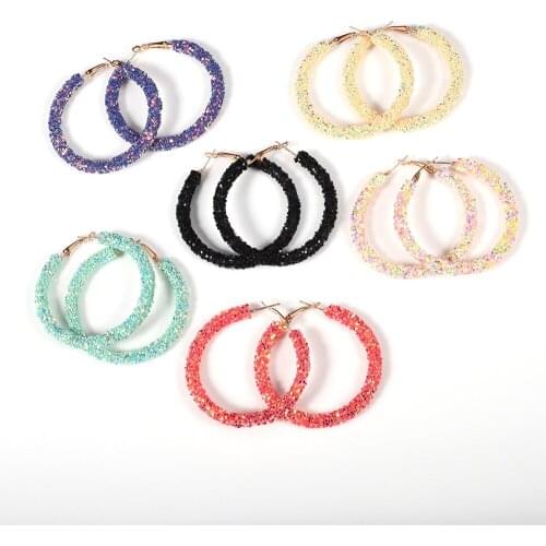 New Design Earrings for Women 2020 Charm Blue Black White Multicolor Matte Circle Shiny Crystal Big Earrings Fashion Jewelry