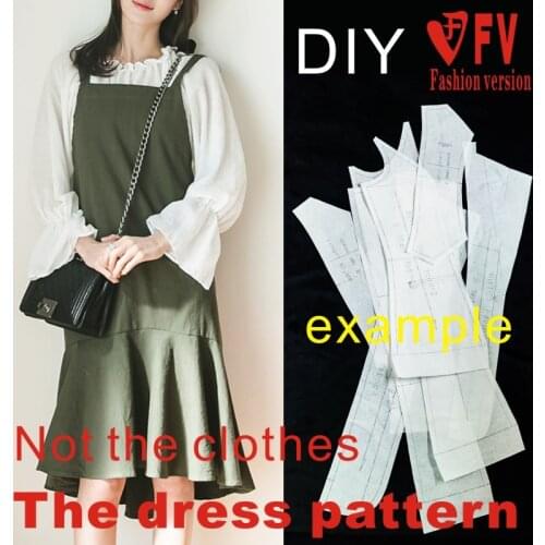 Single-layer sling dress cutting drawing clothes paper template physical pattern BLQ-285
