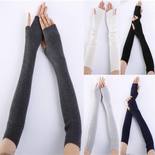 Unisex Men Ladies Fingerless Arm Warmers Winter Warm Soft Knitted Mittens ST018