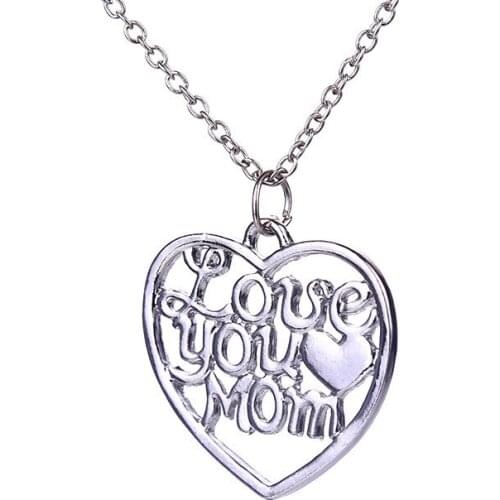 Gift Letter Love heart I love you mom moms day gift Pendant Necklace hollow English alphabet Affection jesus necklace Jewelry