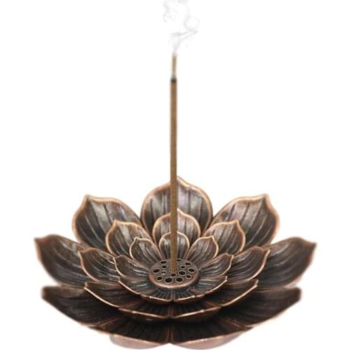 Lotus Incense Holder Alloy Incense Stick Holder Buddhism Bronze Censer Nasturtium Incense Burner For Yoga Relaxing