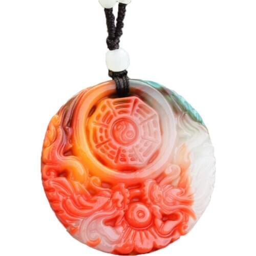 Natural bloodstone jade pendant Hand Carved Dragon pendant colorful jade peace and safety Ruyi Nephrite jade jewelry