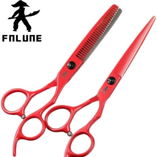 FnLune 6.0 japan steel Professional Hair Salon Scissors Cut Barber Accessories Haircut Thinning Shear Hairdressing Tool Scissors