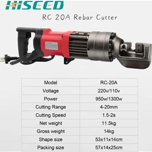 RC20 A 20mm cutting electric hydraulic steel bar cutter bender, industrial use