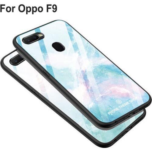 Luxury Tempered Glass Case For Oppo F9 Case Soft Silicone Frame Hard Back Cover 6.3'' For Oppo F 9 case OppoF9 phone cases shell