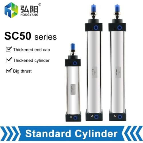 SC50 Cylinder Stroke 25-400mm Single Threaded Rod Function Standard Air Compressor Pneumatic Components SC Series