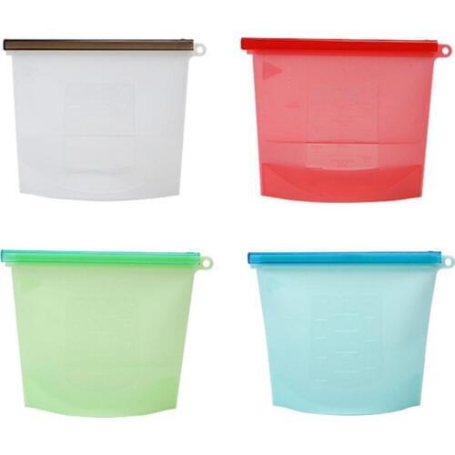 Silicone Food Storage Bag Food Grade Sealed Reusable Container Bag For Fruit Vegetable Meat