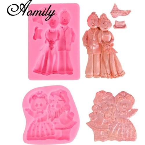 Aomily Man and Wife Silicone Molds Cake Chocolate Mold Wedding Cake Decorating Tools Fondant Sugarcraft Ice Block Soap Mould