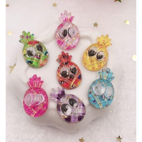 Mix Resin Colorful Cute 3D cristal Pineapple Flatback Rhinestone Applique DIY Wedding Scrapbook Home Decoratio Craft SF597*3