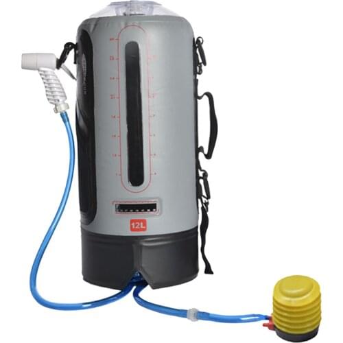12L Water Bag Outdoor Camping Shower Bag Solar Heating Portable Folding Hiking Bath Equipment Supplies Shower Head Switchable