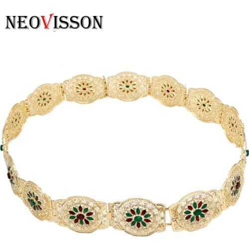 VEOVISSON Round Buckle Caftan Belt Female Wedding Dress Waist Chain Algeria Africa Jewelry