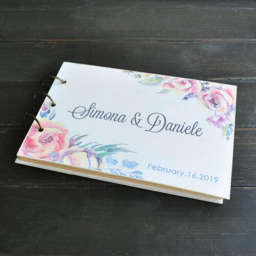Wedding Guest Book, Personalized Wedding Guestbook,Party Guest Book,Wedding Sign with Flowers,Rustic Guest Book