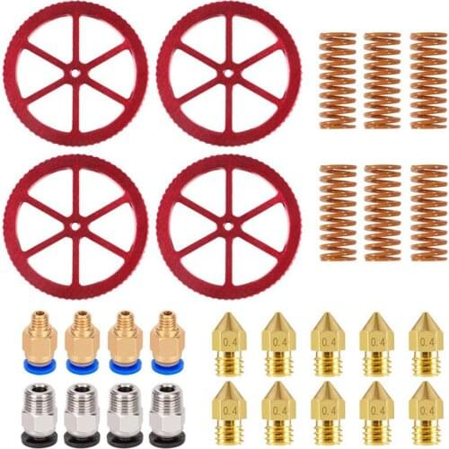 3D Printer Aluminum Hand Twist Leveling Nut 0.4 mm Nozzle & Hot Bed Die Springs For 3/3 Pro, Ender 5/5 Plus/Pro, CR-10, CR10S