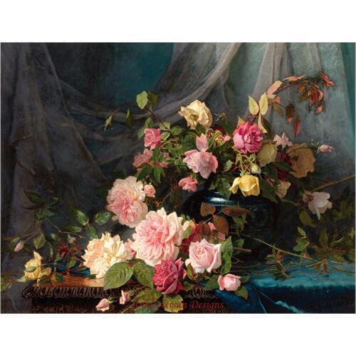 Needlework for embroidery X-stitch DIY French DMC High Quality - Counted Cross Stitch Kits 14 ct Oil painting - Roses in a Vase