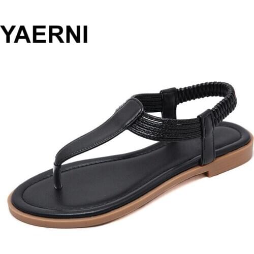 YAERNISIKETU marca Mujer Zapatos de verano Mujer Bohemia étnica chanclas Sandalias planas suaves mujer Casual cómodo cuñas zapat