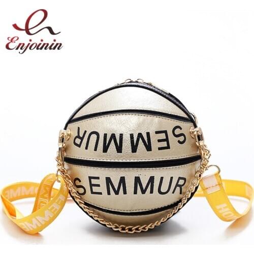 Funny Basketball Stitching Bag Personality Round Handbag Fashion Ladies Messenger Bag Women Shoulder Bag Interesting Side Bag