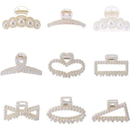 1PC Women Fashion Korean Hollow Geometric Pearl Hair Clips Hairpins for Headwear Girls Hairpins Hair Styling Accessorie