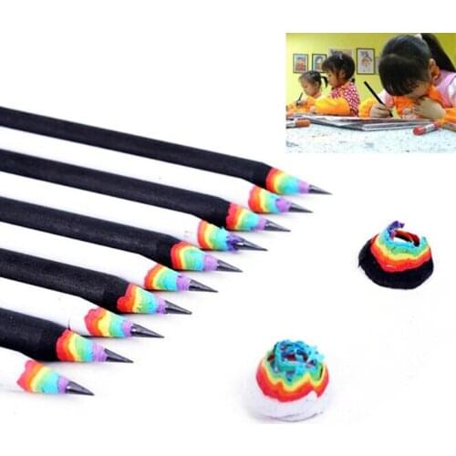 1pc Student Rainbow Paper 2B Kawaii Pencil Gradient Cylindrical Pen Childrens Gifts School Supplies Environmental Protection