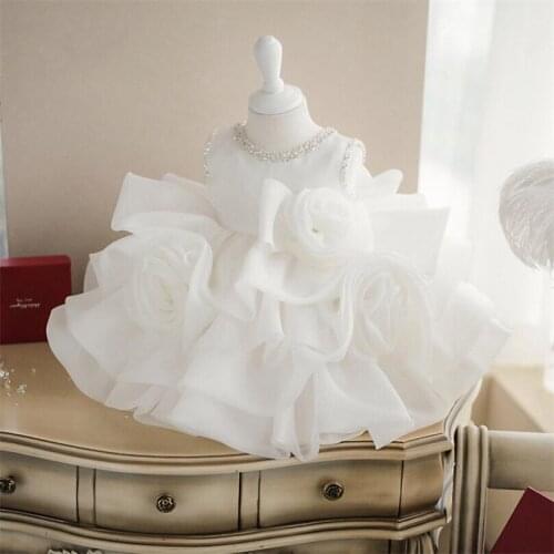 1st Birthday Party Baby Girls Dress Princess Tutu Wedding Party Kids Dresses For Girls White Baptism Christening Girls Ball Gown