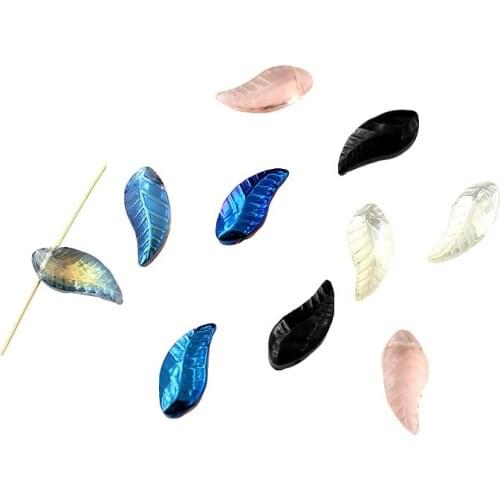 50 PCS 18mm*8mm Leaves Shape Glass Beads DIY Hole Beads For Jewelry Making