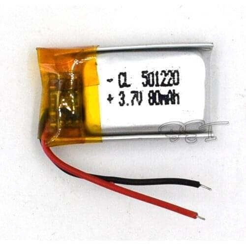 5Pcs Rechargeable Li-Polymer lithium battery 3.7V 501220 80mAh Battery With PMC For Toy MP3 MP4 GPS Speaker LED Light Camera