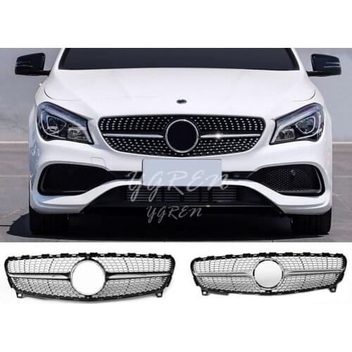 Diamond Front Grill Grille For Mercedes-Benz W176 A200 A250 A45 AMG 16-18 Black
