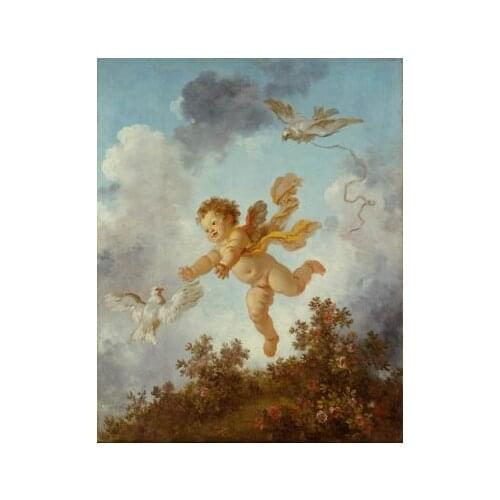 Free Shipping (Cupid and White Pigeon) Canvas Oil Painting Mural Decorative Picture Home Decor Artwork XJDP-25
