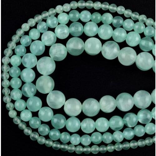 Natural Light Green Jades Stone Beads Round Space Loose Beads For Jewelry Making 4mm-10mm DIY Handmade Bracelets Gemstones15"